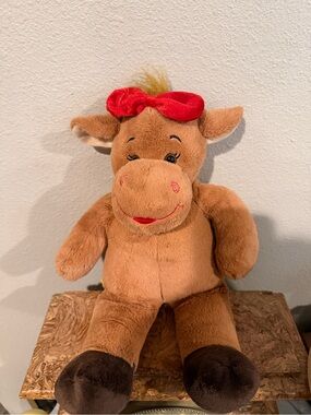 Build-A- Bear “Holly Moose" Stuffed Animal with Red Bow - Kids Toy